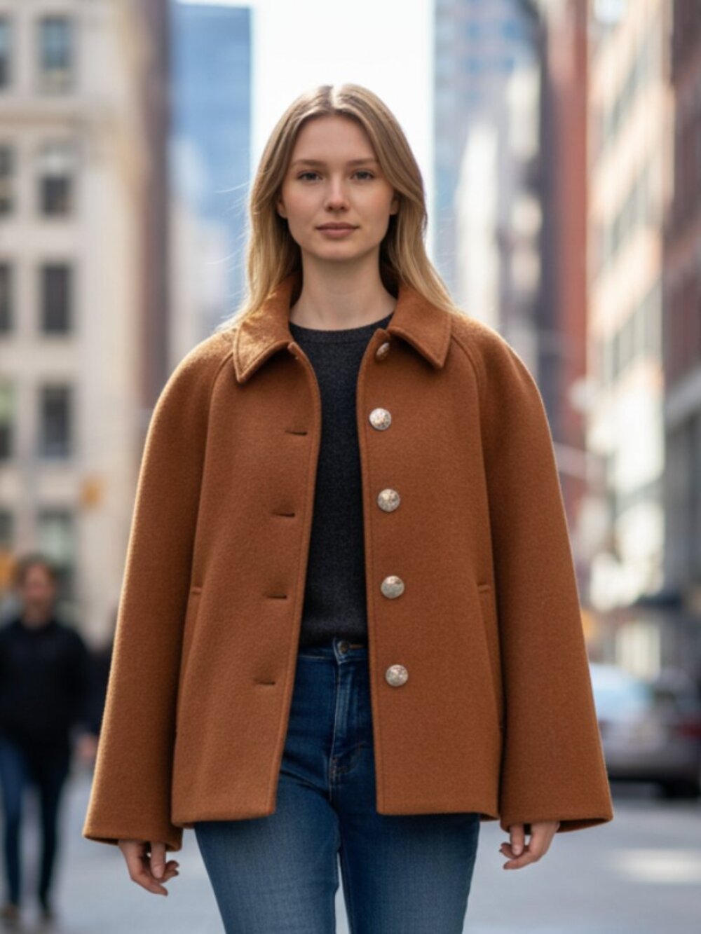 NWT $298 J. Crew Cropped Wool Blend Swing Coat in Mocha Latte Small Oversize